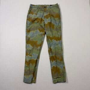 Wings + Horns Camo Chino Pants Men's 30 (Fits 30x30) Green Brown Flat Front